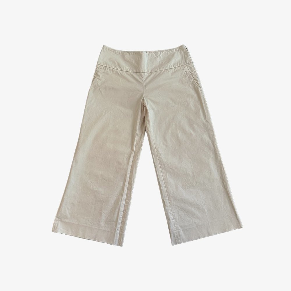 THE ROW Cream Wide Leg Cropped Chino Pants